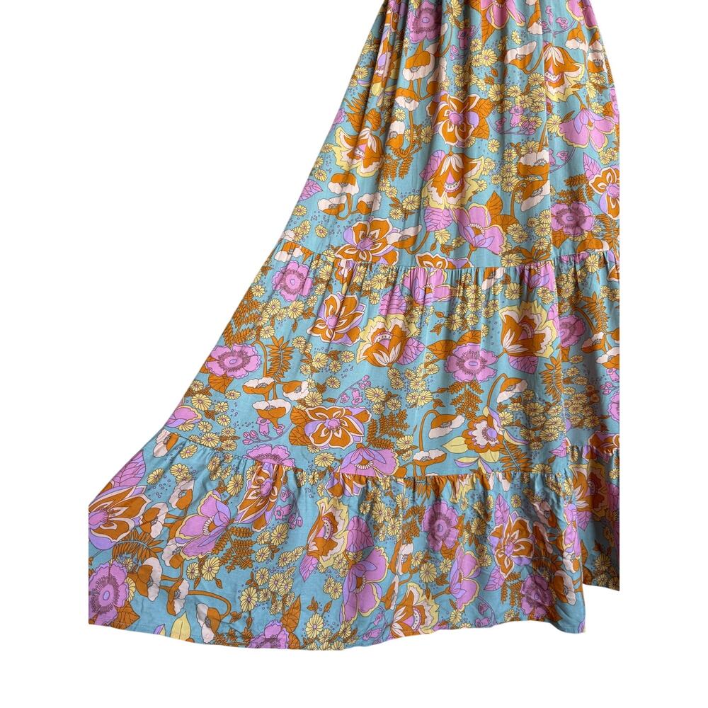Floral Halter Maxi Dress in Orange & Pink - Picture 5 of 7